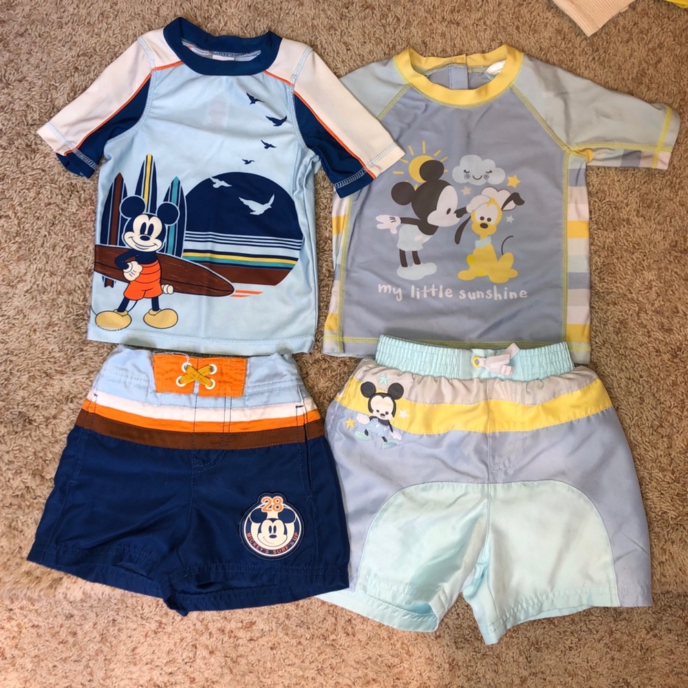 2 Disney swim bottoms and tops
